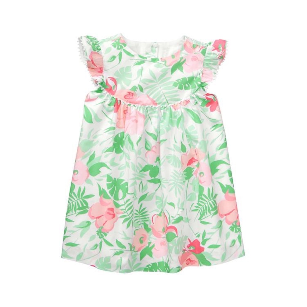 Janie and Jack White and Pink Palm Print Dress
